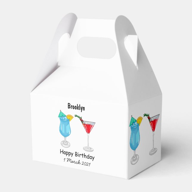 Cocktail cartoon illustration favour box (Front Side)