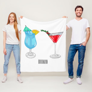 Cocktail cartoon illustration fleece blanket