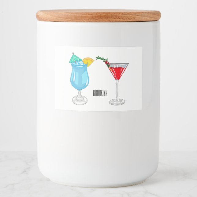 Cocktail cartoon illustration food label (Front)