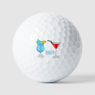 Cocktail cartoon illustration  golf balls