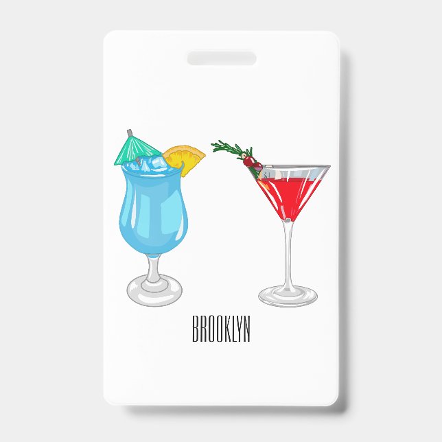 Cocktail cartoon illustration  ID badge (Front)