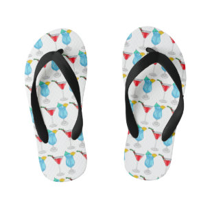 Cocktail cartoon illustration kid's flip flops