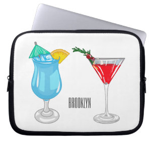 Cocktail cartoon illustration  laptop sleeve