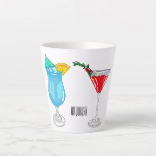 Cocktail cartoon illustration latte mug