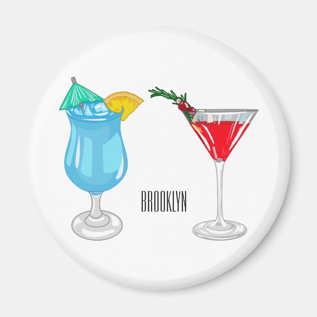 Cocktail cartoon illustration  magnet (Front)