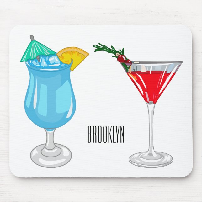 Cocktail cartoon illustration mouse mat (Front)