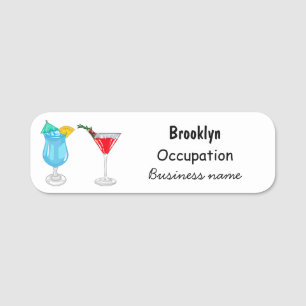 Cocktail cartoon illustration name tag