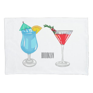 Cocktail cartoon illustration pillowcase