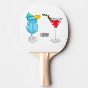Cocktail cartoon illustration ping pong paddle