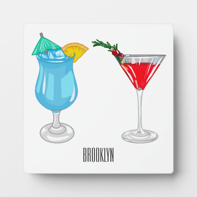 Cocktail cartoon illustration  plaque (Front)