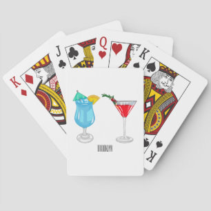 Cocktail cartoon illustration playing cards