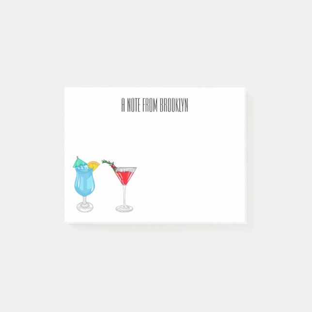 Cocktail cartoon illustration post-it notes (Front)