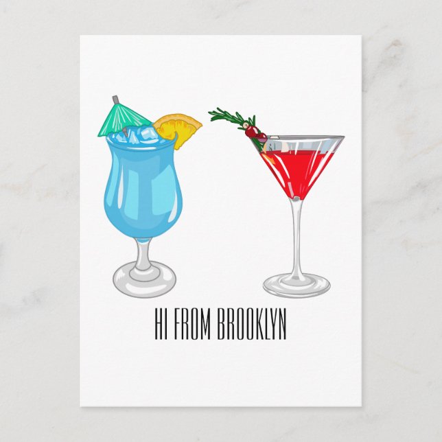 Cocktail cartoon illustration  postcard (Front)
