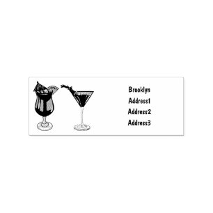 Cocktail cartoon illustration rubber stamp