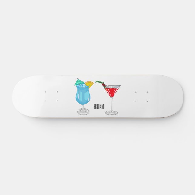Cocktail cartoon illustration  skateboard (Horz)
