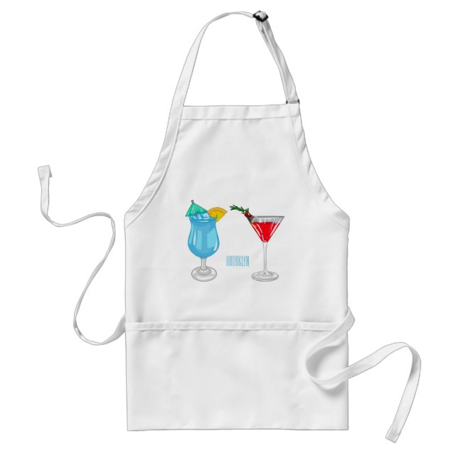 Cocktail cartoon illustration  standard apron (Front)