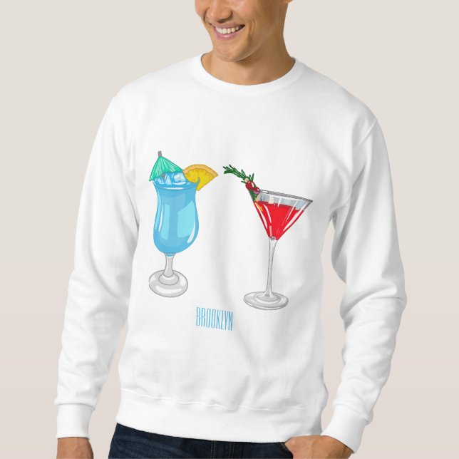 Cocktail cartoon illustration sweatshirt (Front)