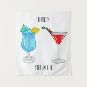 Cocktail cartoon illustration  tapestry