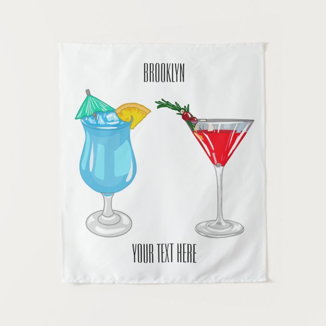 Cocktail cartoon illustration  tapestry (Front)