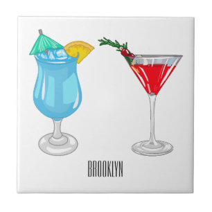Cocktail cartoon illustration tile