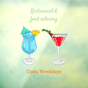 Cocktail cartoon illustration window cling