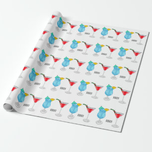 Cocktail cartoon illustration  wrapping paper