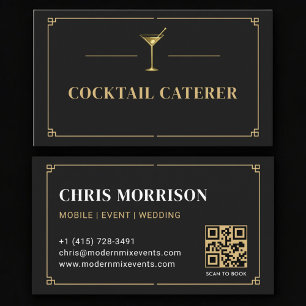 Cocktail Caterer QR Code Professional Business Card