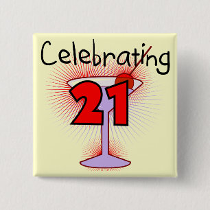 Cocktail Celebrating 21 Tshirts and Gifts 15 Cm Square Badge