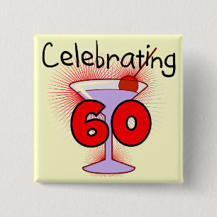 Cocktail Celebrating 60 Tshirts and Gifts 15 Cm Square Badge