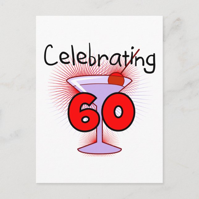 Cocktail Celebrating 60 Tshirts and Gifts Postcard (Front)