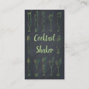 Cocktail Chalkboard Bartender Business Card Neon