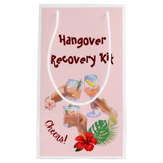Cocktail Cheer Hibiscus Flower Palm Leaves Small Gift Bag