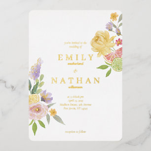 Cocktail Citrus Wedding Watercolor Floral Paradise