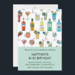 Cocktail Colourful Drinks Champagne 81st birthday Invitation<br><div class="desc">Cocktail Colourful Drinks Champagne 81st birthday Invitation</div>