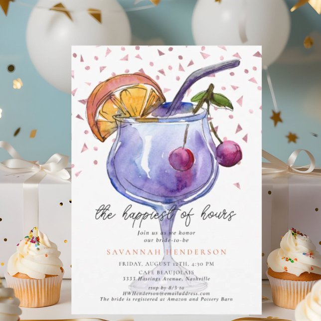  Cocktail Confetti Happy Hour Bridal Shower  Invitation (Creator Uploaded)