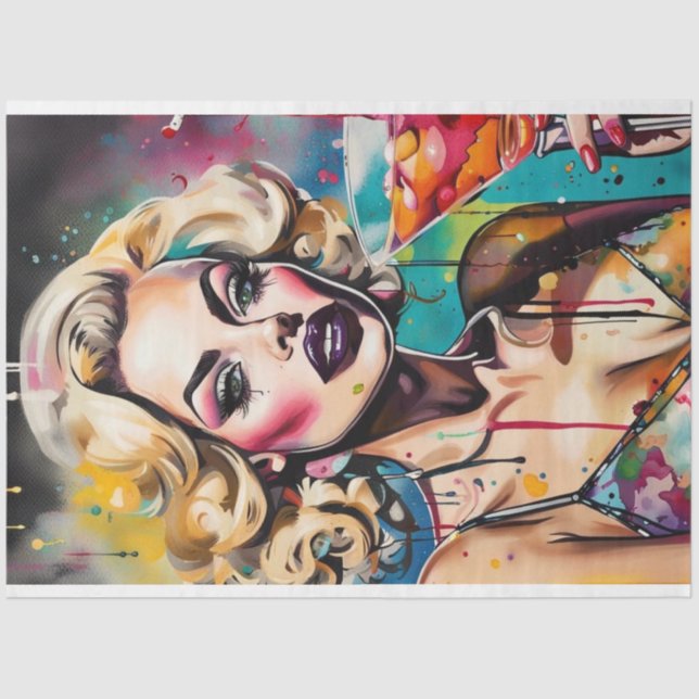 Cocktail Cuties - Cosmo Watercolor Decoupage  Tissue Paper (Front)