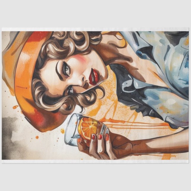 Cocktail Cuties - Old Fashioned Beauty Decoupage  Tissue Paper (Front)