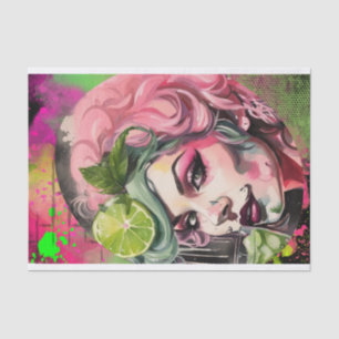 Cocktail Cuties - Pink Mojito Graffiti Decoupage Tissue Paper