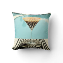 Cocktail Designer Statement Zebra Themed Pillow