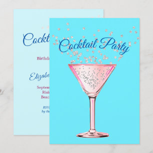 Cocktail Diamonds Modern Adult Birthday Party Invitation