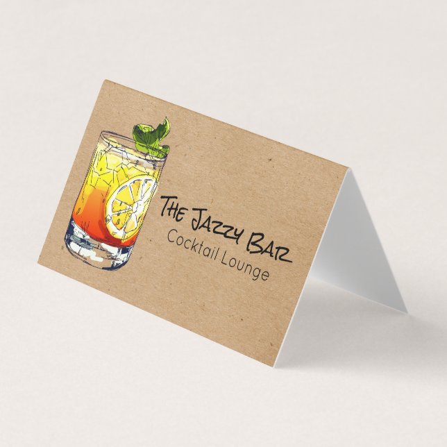Cocktail Drink Illustration | Lounge Bar Business Card (Front)
