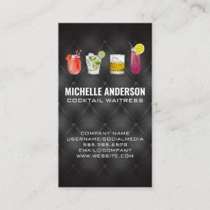 Cocktail Drink Illustrations Upholstery Business Card