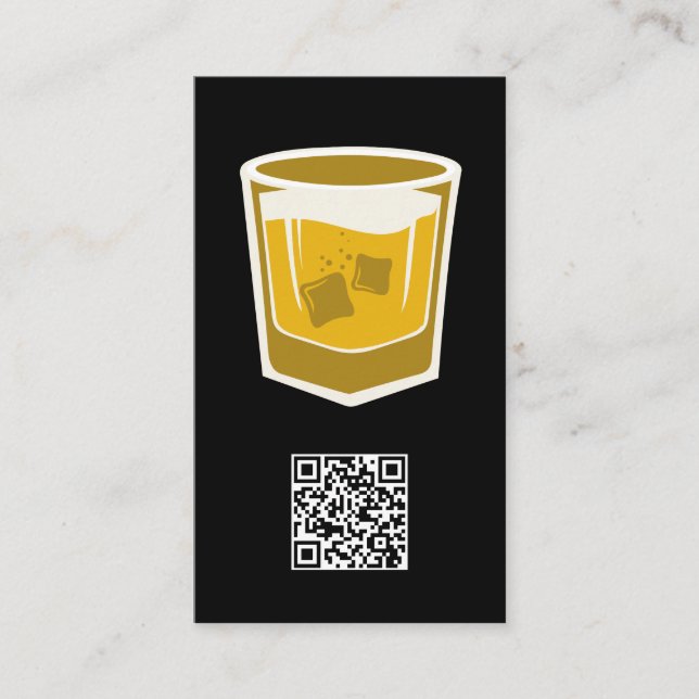 Cocktail Drink Logo / QR Barcode Business Card (Front)