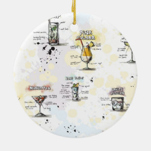Cocktail Drink Recipe Design Ceramic Tree Decoration
