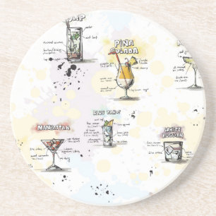 Cocktail Drink Recipe Design Coaster