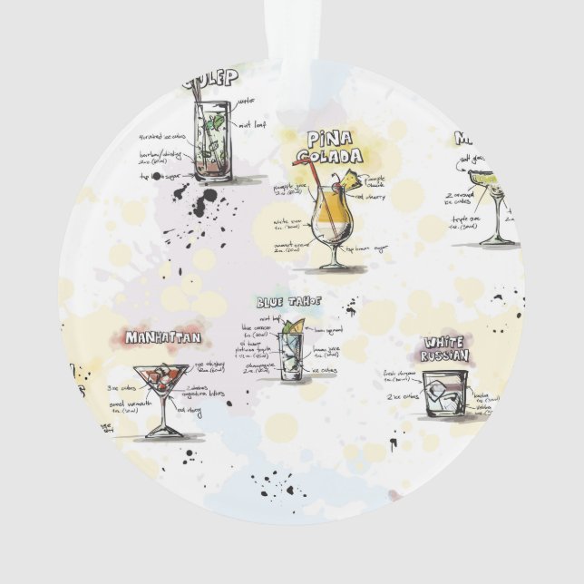 Cocktail Drink Recipe Design Ornament (Back)