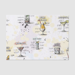 Cocktail Drink Recipe Design Tissue Paper