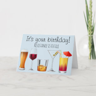 Cocktail Drinking Humour Wine Birthday Card