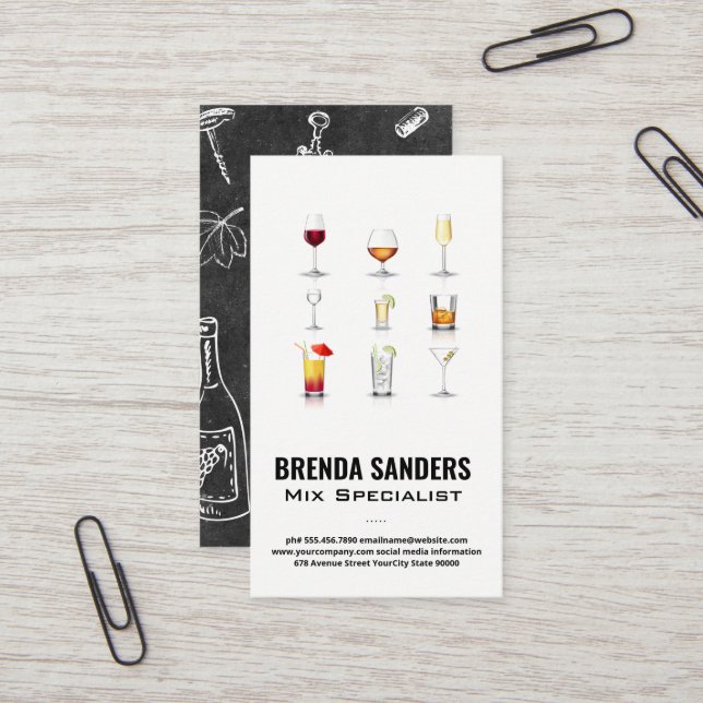Cocktail Drinks | Bartender Business Card (Front/Back In Situ)