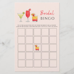 Cocktail drinks Bridal Shower BINGO game